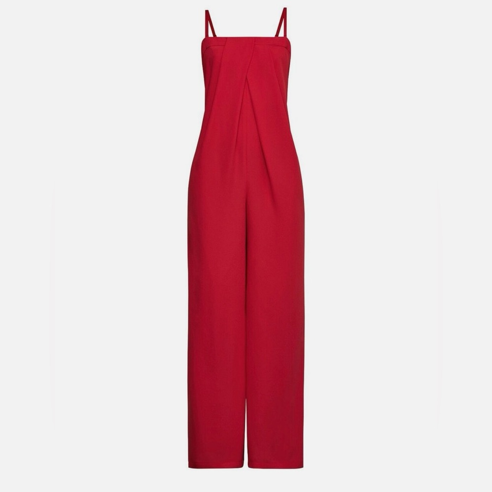 BCBGMAXAZRIA | Red Strapless Wide-Leg Jumpsuit